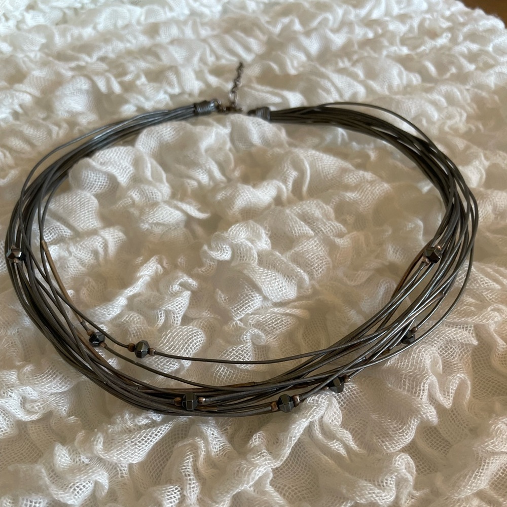 SILPADA leather necklace with real silver and hematite